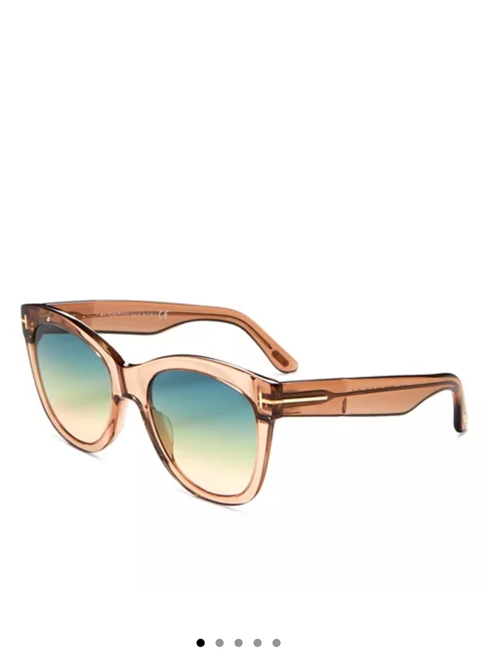 Tom Ford Peach Cat-Eye Sunglasses with Blue-Green Gradient Lenses